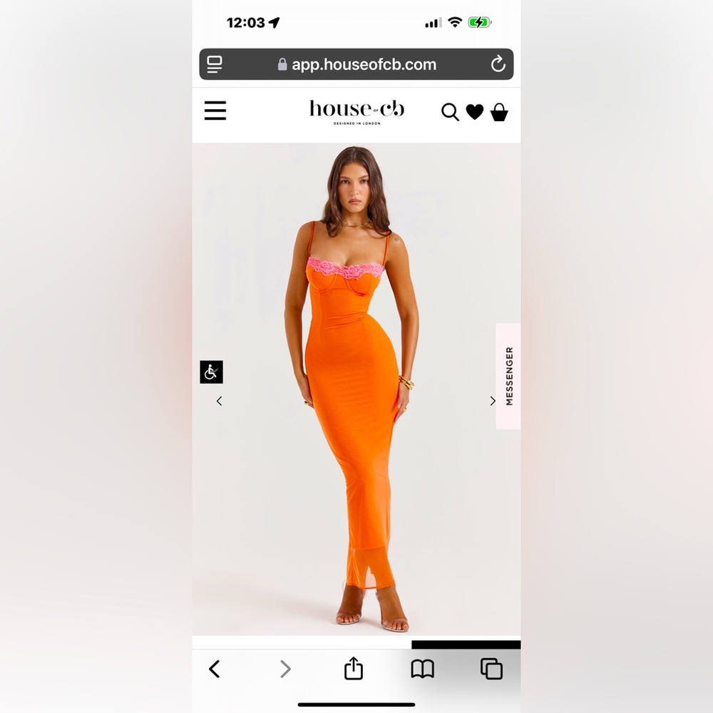 House of CB AIZA FLAME ORANGE MAXI DRESS. Never worn size m